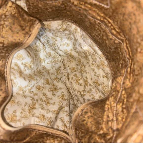 Multicolour Tote Bag Purse Zipper Floral Gathered Inside Pocket 20x12” - Picture 4 of 5